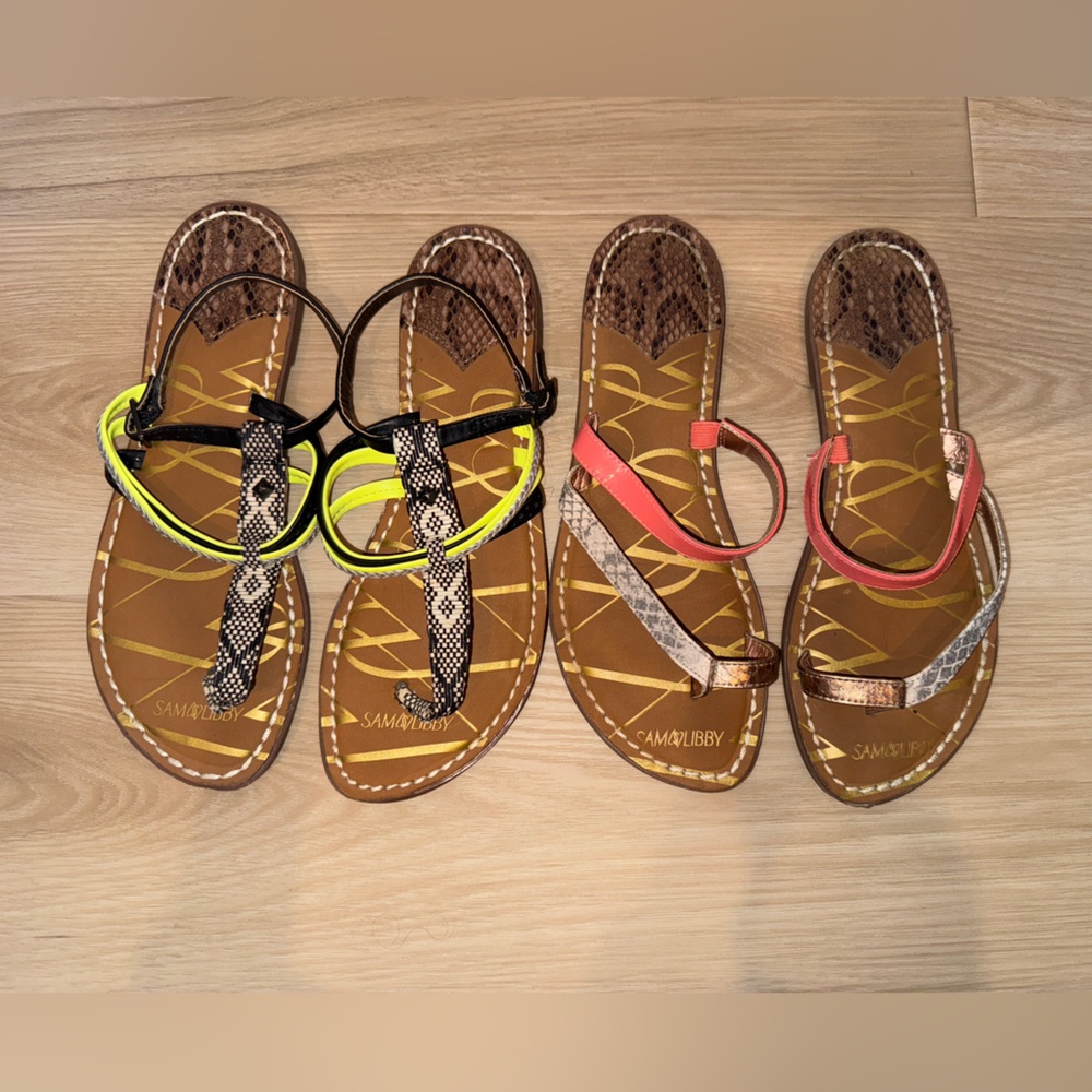 * Set of 2* Sam & Libby Women's Sandals with Neon print Accents